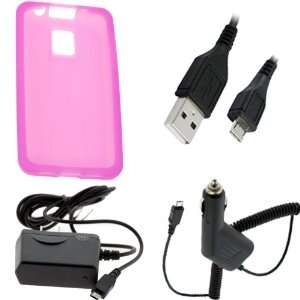 GTMax Silicone Skin Rubber Soft Case (Hot Pink) + Micro USB USB 