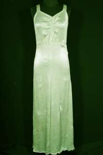   1930S GREEN SILK METALLIC FORTUNY STYLE LONG DRESS SIZE 8+  