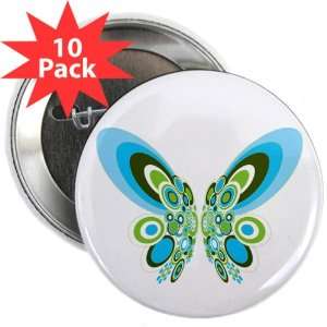 2.25 Button (10 Pack) Retro Blue Butterfly Everything 