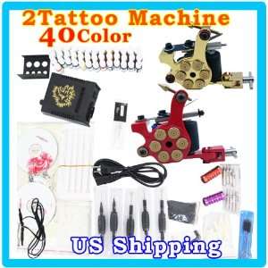 Complete Tattoo Kit 2 Top Machines 40 Color Inks Power Shipping From 