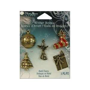   Winter Soiree Metal Ornament Oxidized Brass 5pc Arts, Crafts & Sewing