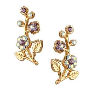  Michal Negrin Earrings Well Crafted with Leaves, White and 