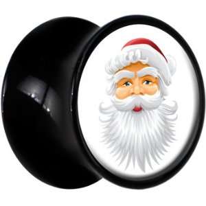 0 Gauge Black Acrylic Holiday Santa Saddle Plug Jewelry