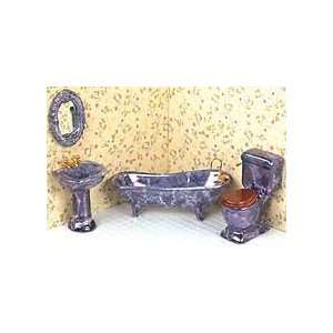  Miniature 4 Pc. Glazed Sapphire Blue Bath Set sold at 