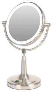 New LED Battery Lighted Magnifying Makeup Mirror Nickel  
