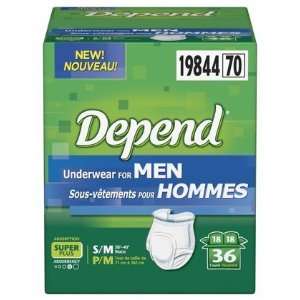 Depend Underwear for Men, Super Plus Absorbency, Small/Medium, 36ct