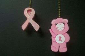 PINK RIBBON CANCER CARE BEAR CEILING FAN PULLS  