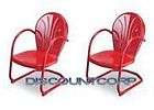 TWO RETRO TULIP OUTDOOR METAL LAWN PATIO CHAIRS RED NEW