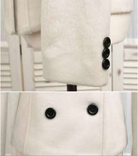 NEW Elegant Lapel Fur Collar Short Wool Coat White/Red  