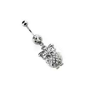   Accentz™ Belly Button Ring Navel Crystal Owl Body Jewelry 14 Gauge