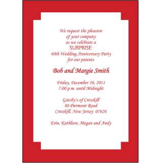 25 Personalized 40th Wedding Anniversary Party Invitations   AP 004