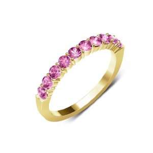   Clarity,Pink Color) 10 Stone Wedding Band in 18K Yellow Gold.size 7.0