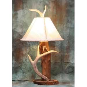  Red Cedar Log and Antler Lamp