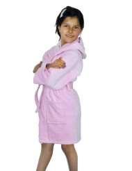 Soft Touch Linen Girls and Boys Kids Hooded Terry Velour Turkish Robe 