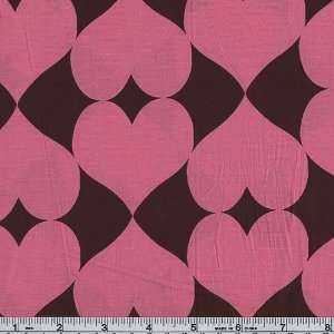  58 Wide Cotton Batiste Heart Pink/Brown Fabric By The 