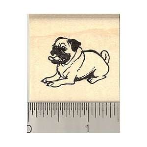  Cute Little Pug Rubber Stamp   Wood Mounted Arts, Crafts 