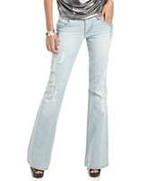 Baby Phat Jeans, Hailey Light Wash Destroyed Sequin Flare Leg