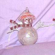 Giftcraft   Frosted Glass Snowman Red Top Hat  