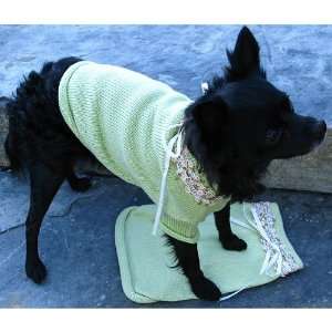  Isabella Cane Knit Dog Sweater   Green XS