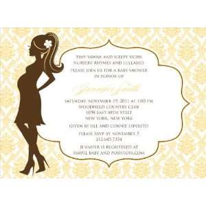    Damask Silhouette Buttercup Baby Shower Invitations