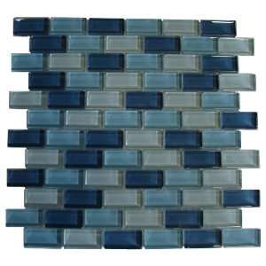   Tile, 1 by 2 Inch Tile on a 12 by 12 Inch Mosaic Mesh, Arctic Gloss