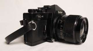   XC 4 35mm SLR Film Camera w/12.8 28mm Wide Lens + Flash & Case  
