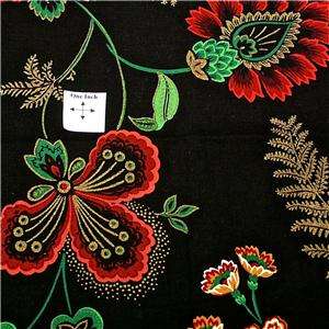 Concord Cotton Fabric, Joan Kessler Design, Bright Red Flowers on 