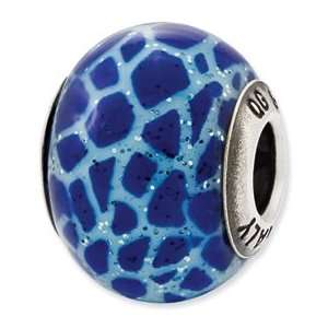   Sterling Silver Reflections Italian Blue Giraffe Glass Bead Jewelry