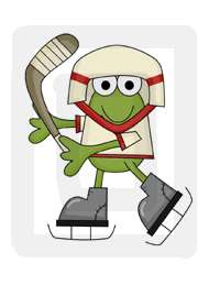 The hockey frog measures 6.5 x 8.