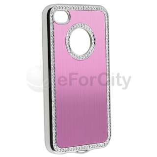 Luxury Bling Rhinestone Pink Hard Case Cover for Apple Verizon iPhone 