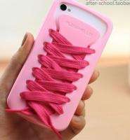 New Shoe Lace Silicon Skin Case Cover iPhone 4 4G Pink  