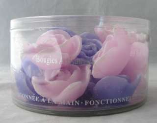 CANDLE ART PINK+PURPLE FLOATING ROSE FLOWER CANDLES NEW  
