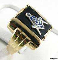 MASONIC   10k Yellow Gold Onyx Square & Compass Vintage RING  