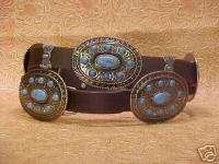 WESTERN BELT~ Leather/Silver/Turquoise/Concho/BLACK/30  