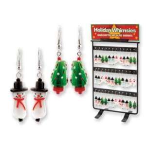  Holiday Art Whimsies   Glass Earrings w/Display Case Pack 