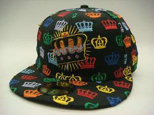 Kings Crown Black Multi Color All Over New Era Hat NEW  