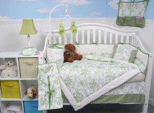 SoHo French Green Toile Baby Crib Nursery Bedding 13 pcs Set included 