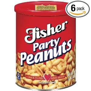 Fisher Party Peanuts, 18 Ounce Packages (Pack of 6)  