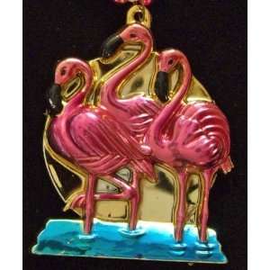 Pink Flamingo Necklace New Orleans Mardi Gras Bead Necklace Spring 