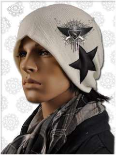 AM063 White Star Design Punk Men Beanie Ski Hat Fashionable  