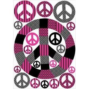  Patchwork Pink Peace Sign Wall Stickers