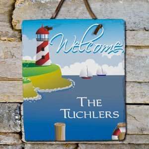 Lighthouse Welcome Slate Plaque