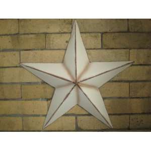 Large 14.5 Wide Country White Antiqued Metal Star Raised 