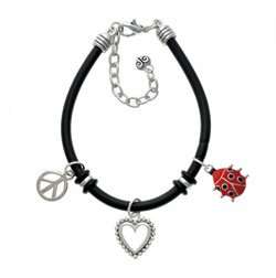  Red Ladybug Black Peace Love Charm Bracelet [Jewelry 