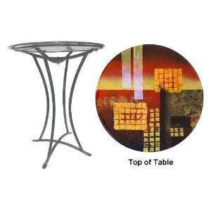  Abstract Shapes Fused Glass Metal Table