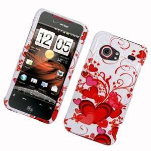 White with Red Heart Butterfly Snap on Hard Skin Shell Protector Cover 