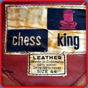 CHESS KING Vintage 70s mod club Leather MOTORCYCLE Biker JACKET Mens 