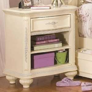   Nightstand in Antique White with Silver Tipping Accents Home