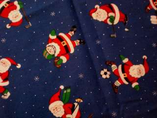 SPORTY SANTA CLAUS SHORTS Fabric Craft Panel  Christmas  