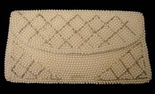 Vintage Evening Champagne Beaded Clutch Purse Japan 1950S  